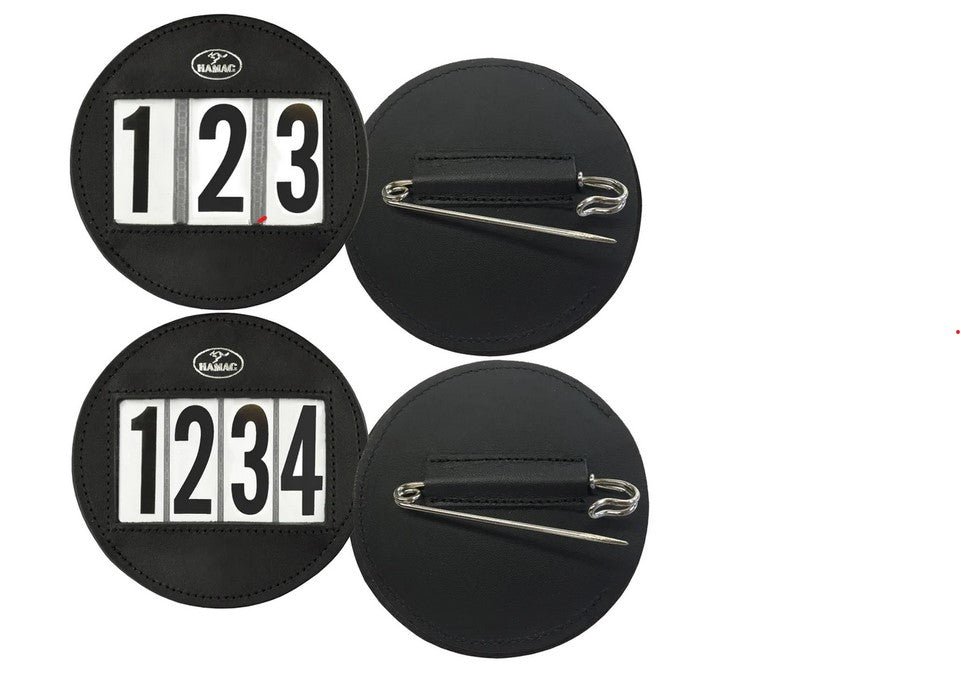 Hamag Number Holder Saddlecloth Round Leather 4 Digit Pair Black