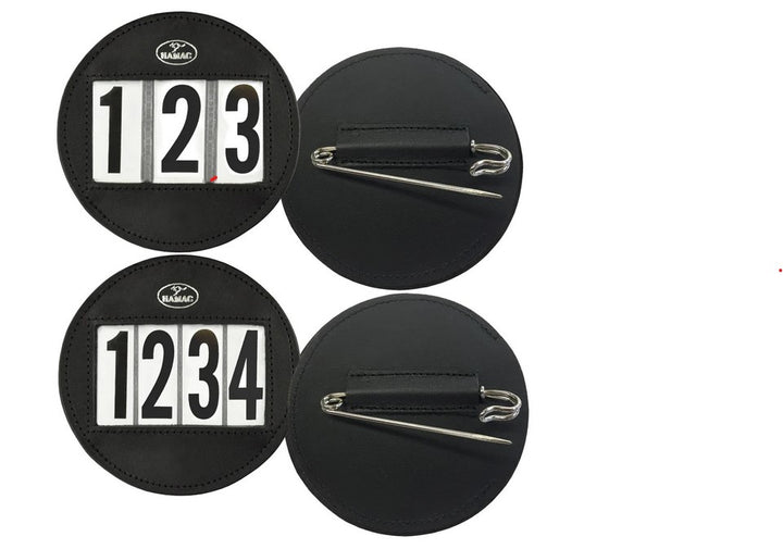 Hamag Number Holder Saddlecloth Round Leather 4 Digit Pair Black