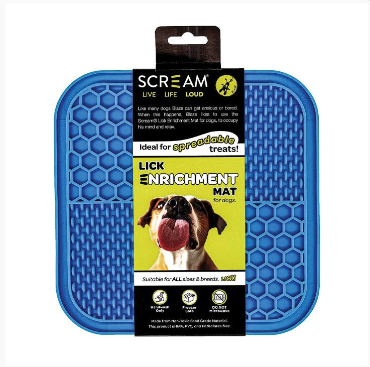 Lick Mat Scream Square Non Skid Base Blue