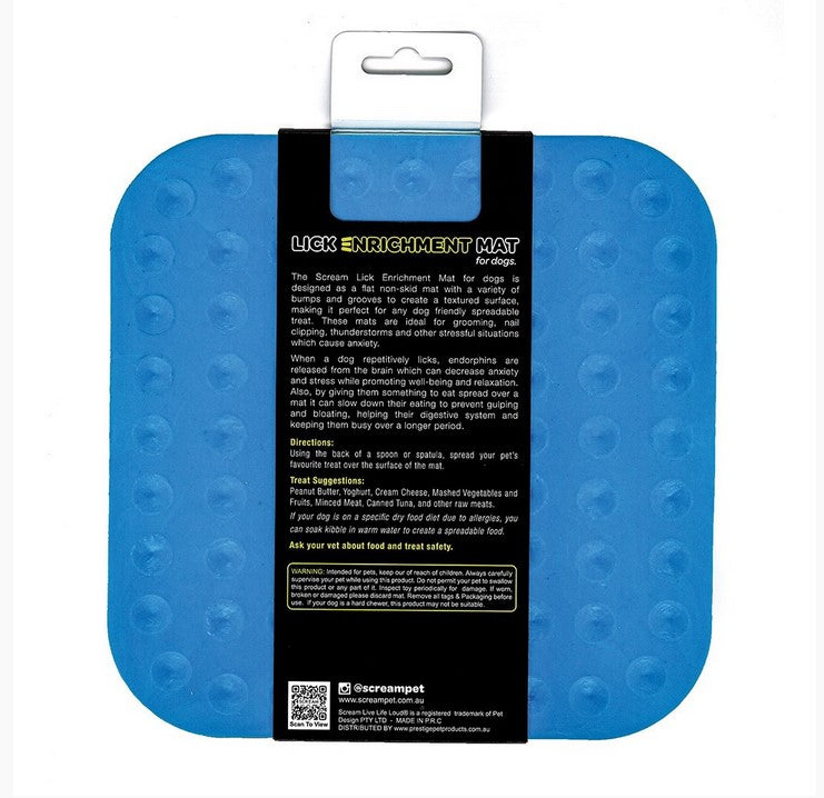 Lick Mat Scream Square Non Skid Base Blue