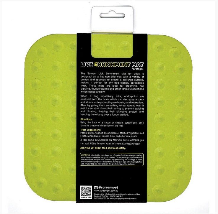 Lick Mat Scream Square Non Skid Base Green