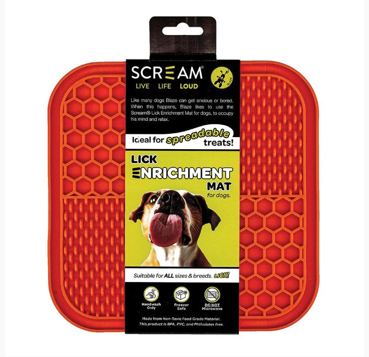 Lick Mat Scream Square Non Skid Base Orange