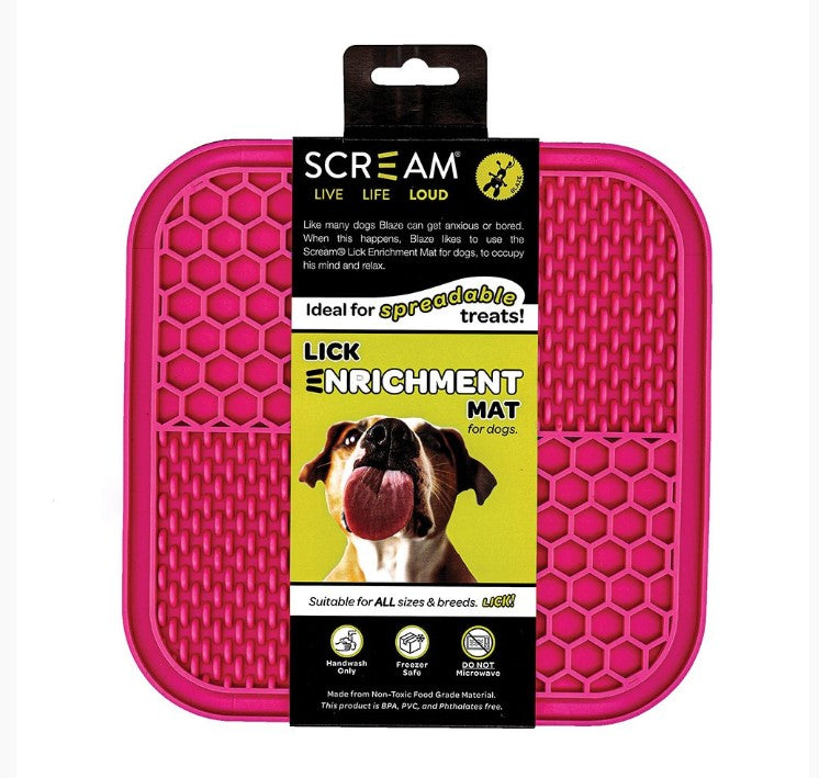 Lick Mat Scream Square Non Skid Base Pink