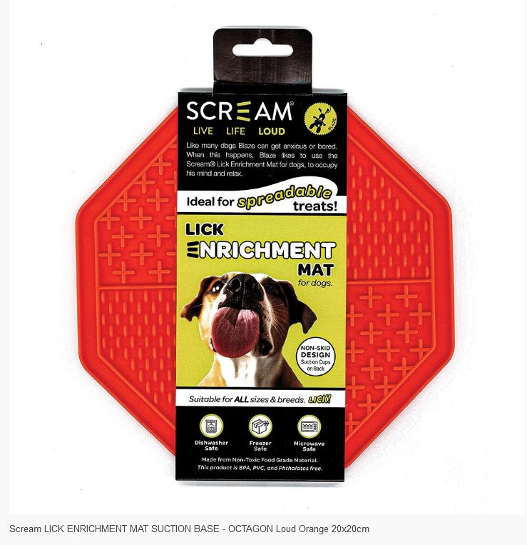 Lick Mat Scream Octagon Suction Base Orange