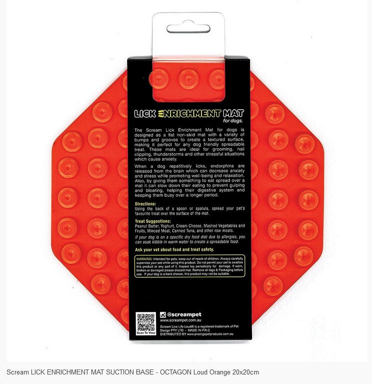 Lick Mat Scream Octagon Suction Base Orange