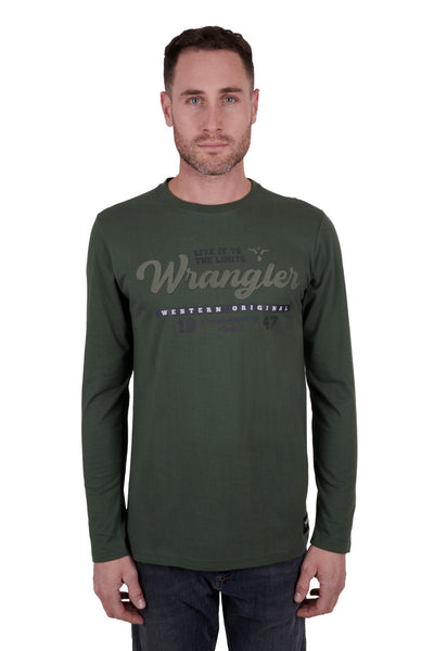 Tee Shirt Wrangler Farrell Long Sleeve Cypress Mens [:medium]