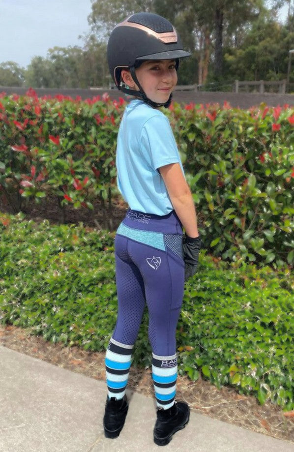 Socks Bare Equestrian Cotton Youth Navy & Teal & Silver
