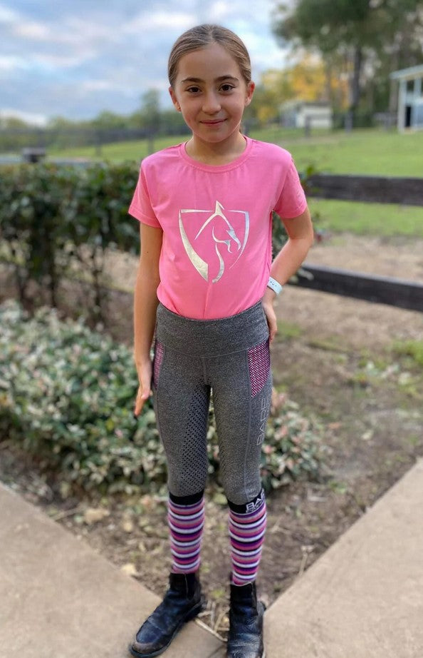 Socks Bare Equestrian Cotton Youth Lilac & Grey