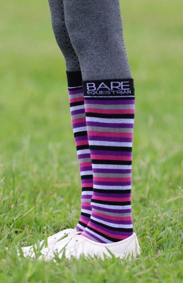 Socks Bare Equestrian Cotton Youth Lilac & Grey