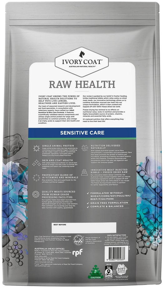 Ivory Coat Raw Health Dog Adult Sensitive Care 10kg