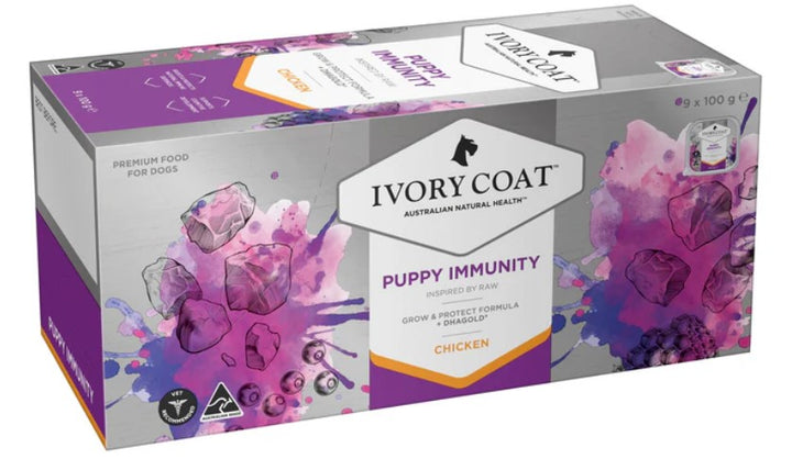 Ivory Coat Raw Inspired Wet Dog Puppy Immunity 100gm Box Of 9