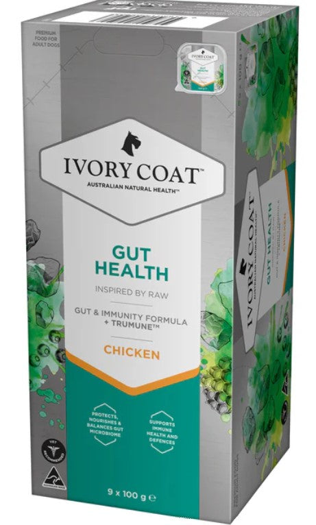 Ivory Coat Raw Inspired Wet Dog Adult Gut Health 100gm Box Of 9