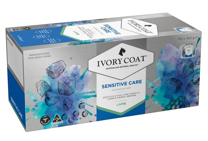 Ivory Coat Raw Inspired Wet Dog Adult Sensitive Care 100gm Box Of 9