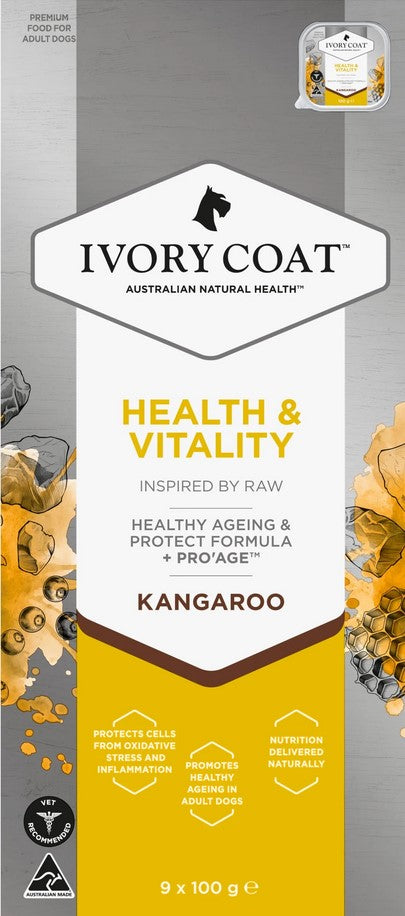 Ivory Coat Raw Inspired Wet Dog Adult Health & Vitality 100gm Box Of 9