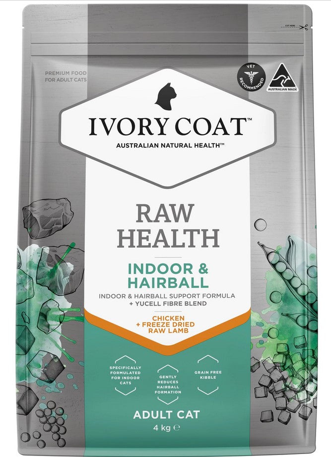 Ivory Coat Raw Health Cat Adult Indoor & Hairball 4kg
