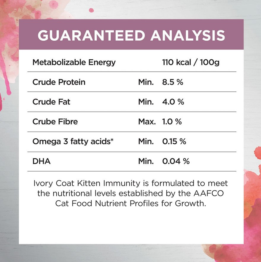 Ivory Coat Raw Inspired Wet Cat Kitten Immunity 85gm Box Of 12