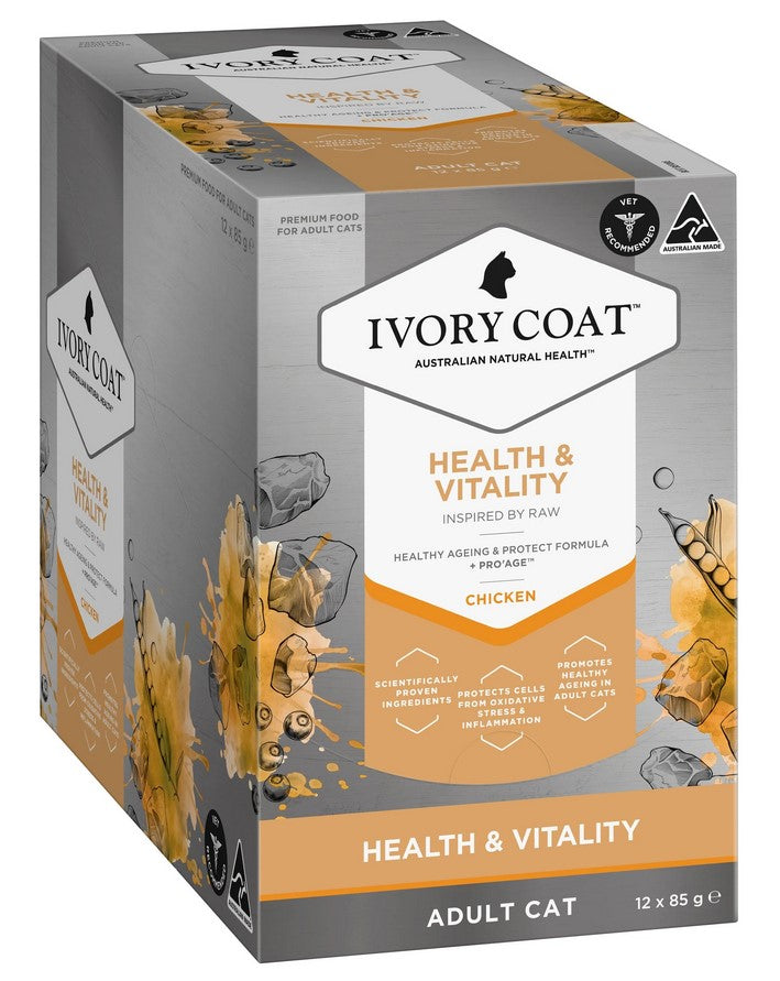 Ivory Coat Raw Inspired Wet Cat Adult Health & Vitality 85gm Box Of 12