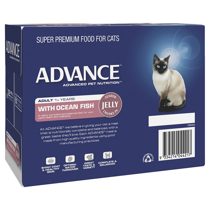 Advance Cat Wet 1+ Fish Jelly Box Of 12-Cat Food & Treats-Ascot Saddlery
