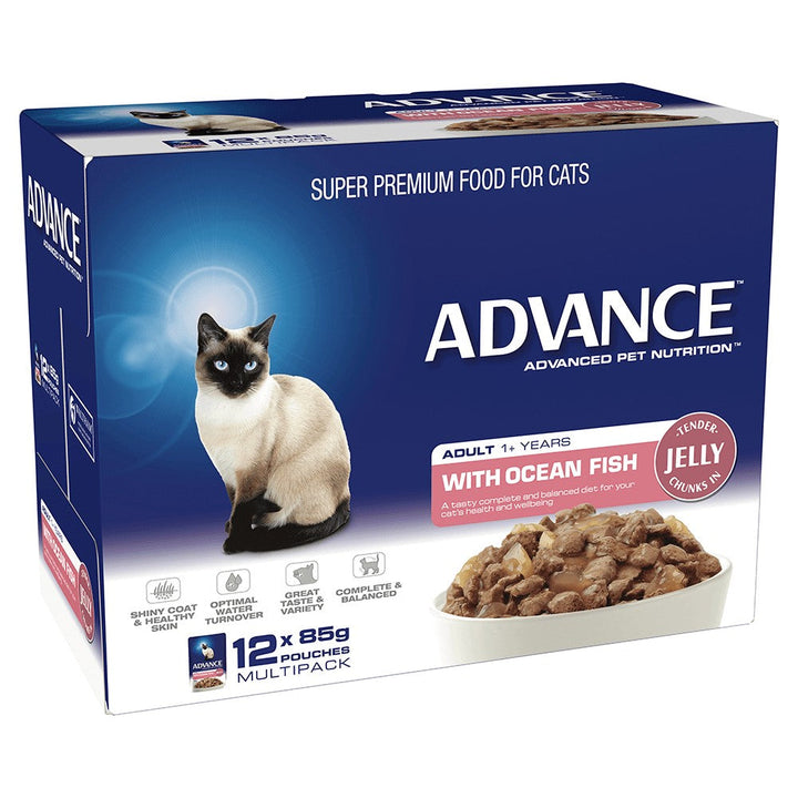 Advance Cat Wet 1+ Fish Jelly Box Of 12-Cat Food & Treats-Ascot Saddlery