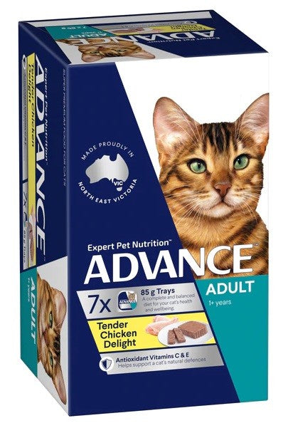 Advance Cat Wet Tray Tender Chicken Delight 7 X 85gm-Cat Food & Treats-Ascot Saddlery