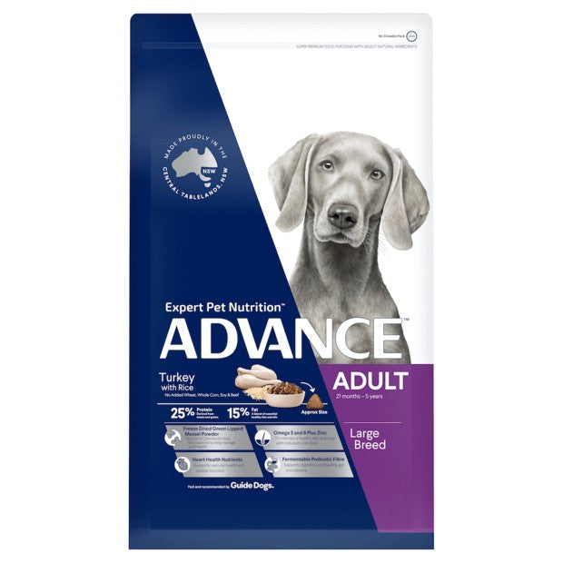 Advance Dog Adult Turkey & Rice Large Breed 15kg-Dog Food-Ascot Saddlery