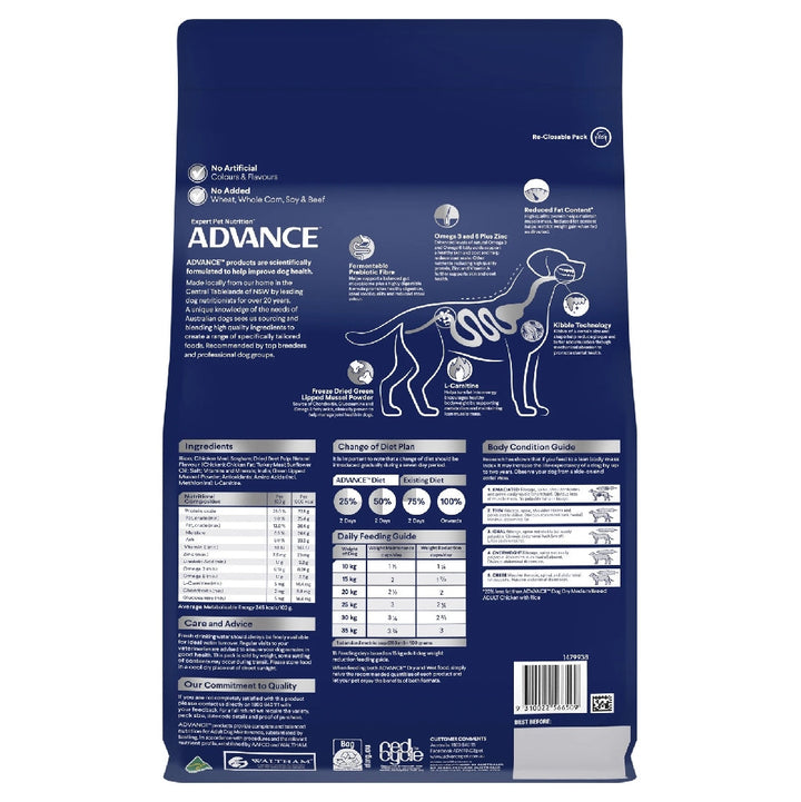 Advance Dog Weight Control Chicken All Breed 2.5kg-Dog Food-Ascot Saddlery
