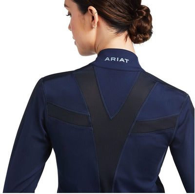 Ariat Ascent Full Zip Sweatshirt Navy Ladies-CLOTHING: Clothing Ladies-Ascot Saddlery