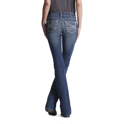 Ariat Jeans Real Mid Rise Boot Cut Ladies Entwined Marine-CLOTHING: Jeans-Ascot Saddlery