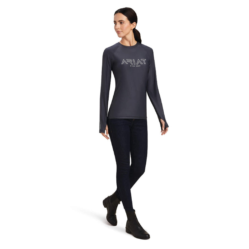 Ariat Tee Shirt Lumina Long Sleeve Ebony W23 Ladies-CLOTHING: Clothing Ladies-Ascot Saddlery