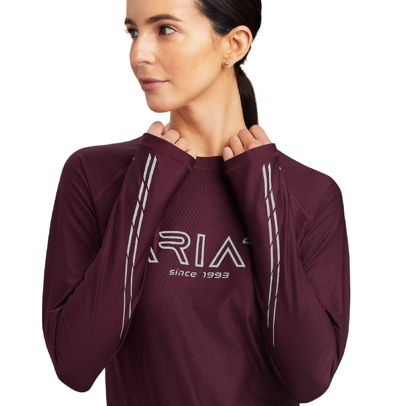 Ariat Tee Shirt Lumina Long Sleeve Mulberry W23 Ladies-CLOTHING: Clothing Ladies-Ascot Saddlery