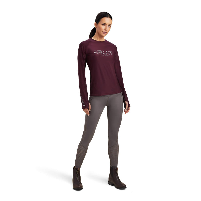 Ariat Tee Shirt Lumina Long Sleeve Mulberry W23 Ladies-CLOTHING: Clothing Ladies-Ascot Saddlery