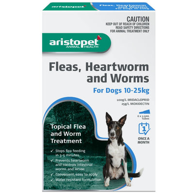 Aristopet Spot Treatment Dog 10kg To 25kg Pack Of 6-Dog Wormer & Flea-Ascot Saddlery