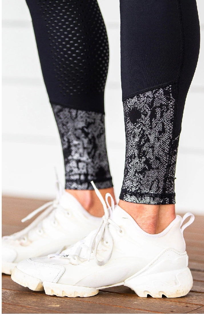 Bare Equestrian Performance Riding Tights Black Python-CLOTHING: Jodhpurs & Breeches Ladies-Ascot Saddlery