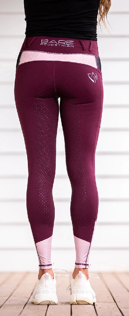 Bare Equestrian Performance Riding Tights Ruby Rose-CLOTHING: Jodhpurs & Breeches Ladies-Ascot Saddlery