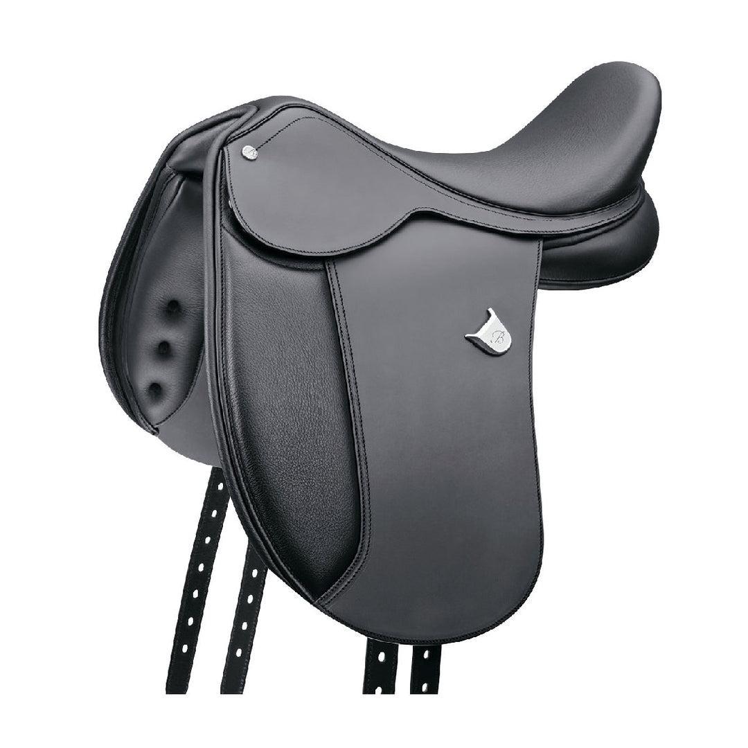 Bates Pony Long Cair Dressage Saddle Black-SADDLES: Dressage Saddles-Ascot Saddlery