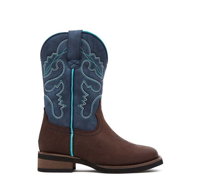 Baxter Western Boots Childrens Dark Brown Youth-FOOTWEAR: Western & Roper Boots-Ascot Saddlery