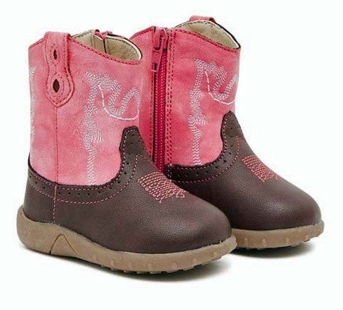 Baxter Western Boots Childrens Light Pink & Brown Baby-FOOTWEAR: Western & Roper Boots-Ascot Saddlery