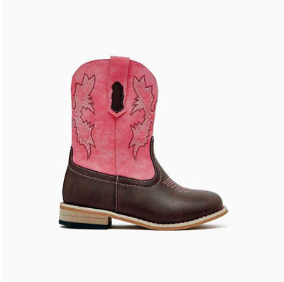 Baxter Western Boots Childrens Light Pink & Brown Junior-FOOTWEAR: Western & Roper Boots-Ascot Saddlery