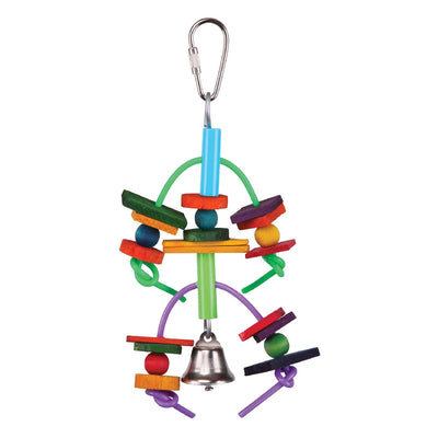 Bird Toy Two Tier With Log & Bell Small-Bird Toys-Ascot Saddlery