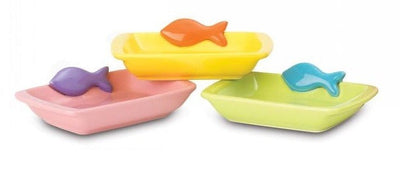 Cat Bowl Teeny Tiny Fish Saucer Assorted Colours-Cat Accessories-Ascot Saddlery