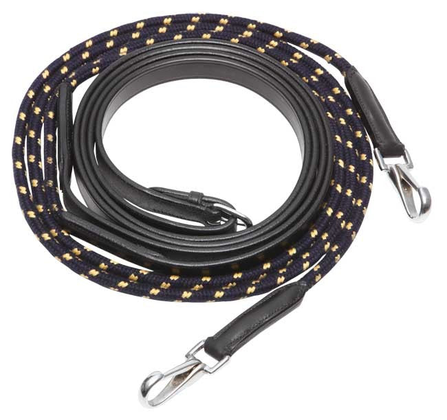 Draw Reins Oregon Running Leather & Rope Black-HORSE: Stock & Western-Ascot Saddlery