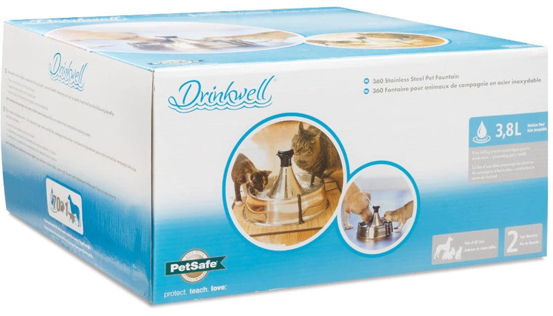 Drinkwell Pet Fountain 360 Degrees Stainless Steel-Dog Accessories-Ascot Saddlery