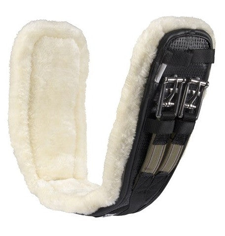 Equiprene Wool Lined Dressage Girth Elastic Black-HORSE: Girths-Ascot Saddlery