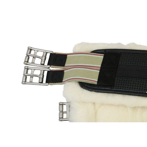 Equiprene Wool Lined Jumping Girth Elastic Black-HORSE: Girths-Ascot Saddlery