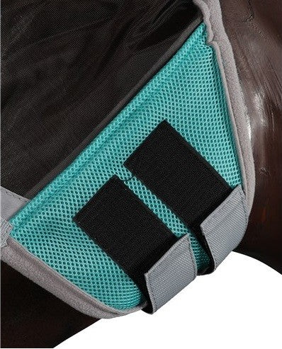Fly Mask With Ears & Nose Fringe Horsemaster Teal-HORSE: Flyveils & Bonnets-Ascot Saddlery