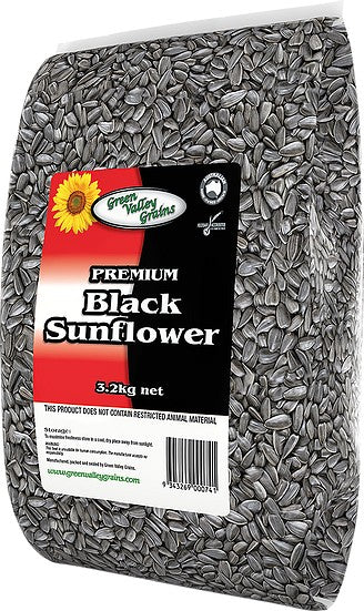 Green Valley Grains Black Sunflower 3.2kg-Bird Food & Treats-Ascot Saddlery
