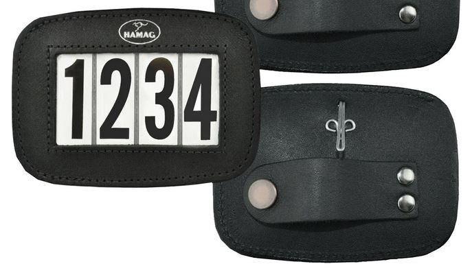Hamag Number Holder Bridle Leather 4 Digit Pair Black-HORSE: Number Holders-Ascot Saddlery