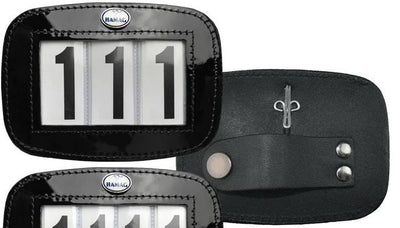 Hamag Number Holder Bridle Patent Leather 3 Digit Pair Black-HORSE: Number Holders-Ascot Saddlery