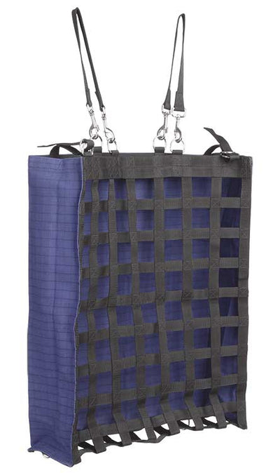 Hay Bag Slow Feeder 67cm X 60cm 14cm Gusset Canvas Blue-STABLE: Feed Bins & Hay Bags-Ascot Saddlery