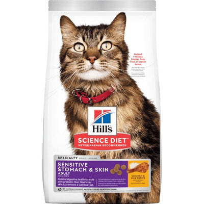 Hills Cat Adult Sensitive Stomach & Skin 1.6kg-Cat Food & Treats-Ascot Saddlery